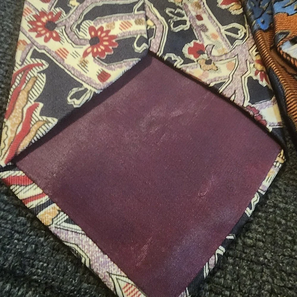 Lot Of 3 Christian Dior Monsieur Vintage Blue Brown‎ Silk Neck Tie 57